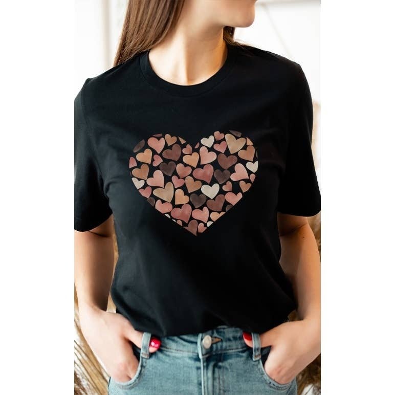 Neutral WaterColor Hearts in Heart Graphic Tee | Simplicity by Shelyn ...